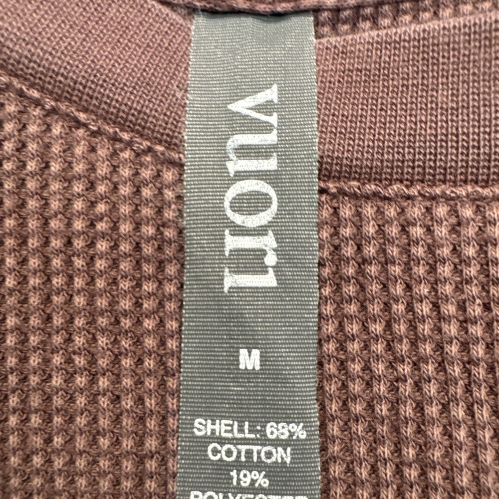 Vuori Shirt Mens Med Brown Waffle Crew Knit Thermal Long Sleeve Pullover V176 - Picture 3 of 6